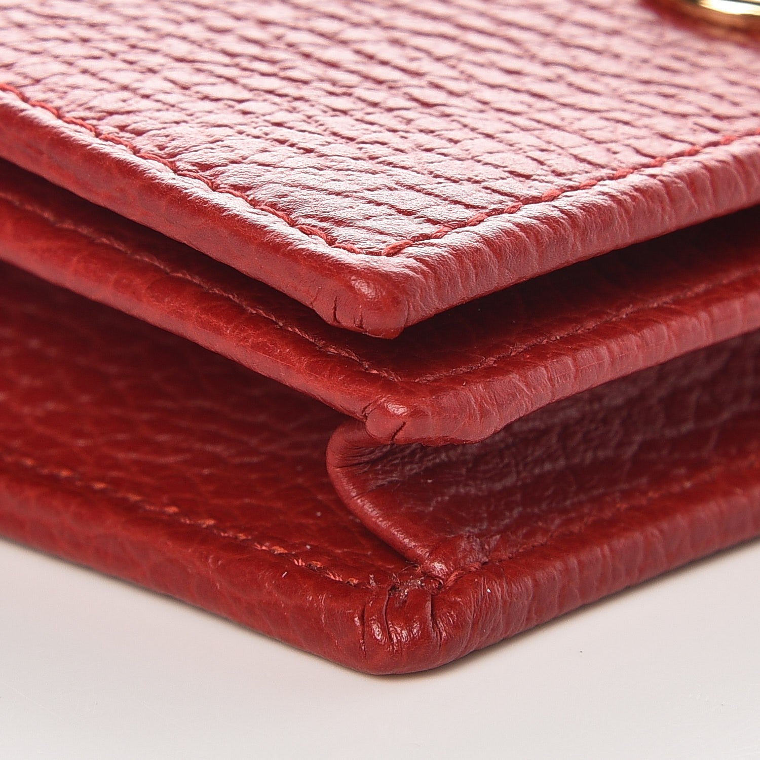 Gucci Pebbled Calfskin GG Marmont Card Case Hibiscus Red 8 of 9