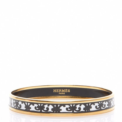 Hermes Enamel Printed Narrow Balcons Du Guadalquivir Bracelet 70 Black 1 of 6