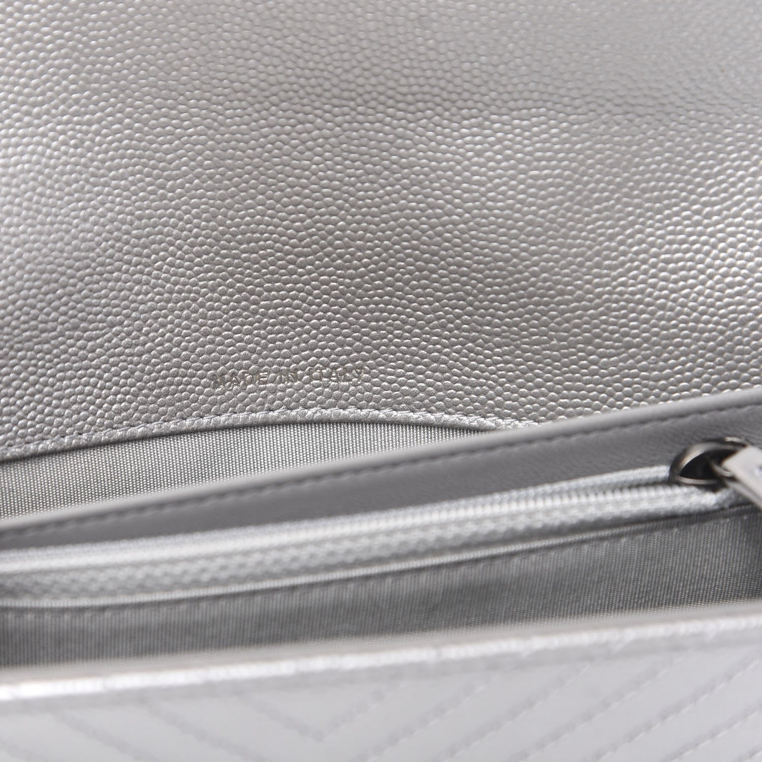 Chanel Metallic Caviar Chevron Quilted Boy Wallet On Removable Chain WOC Silver 7 of 14