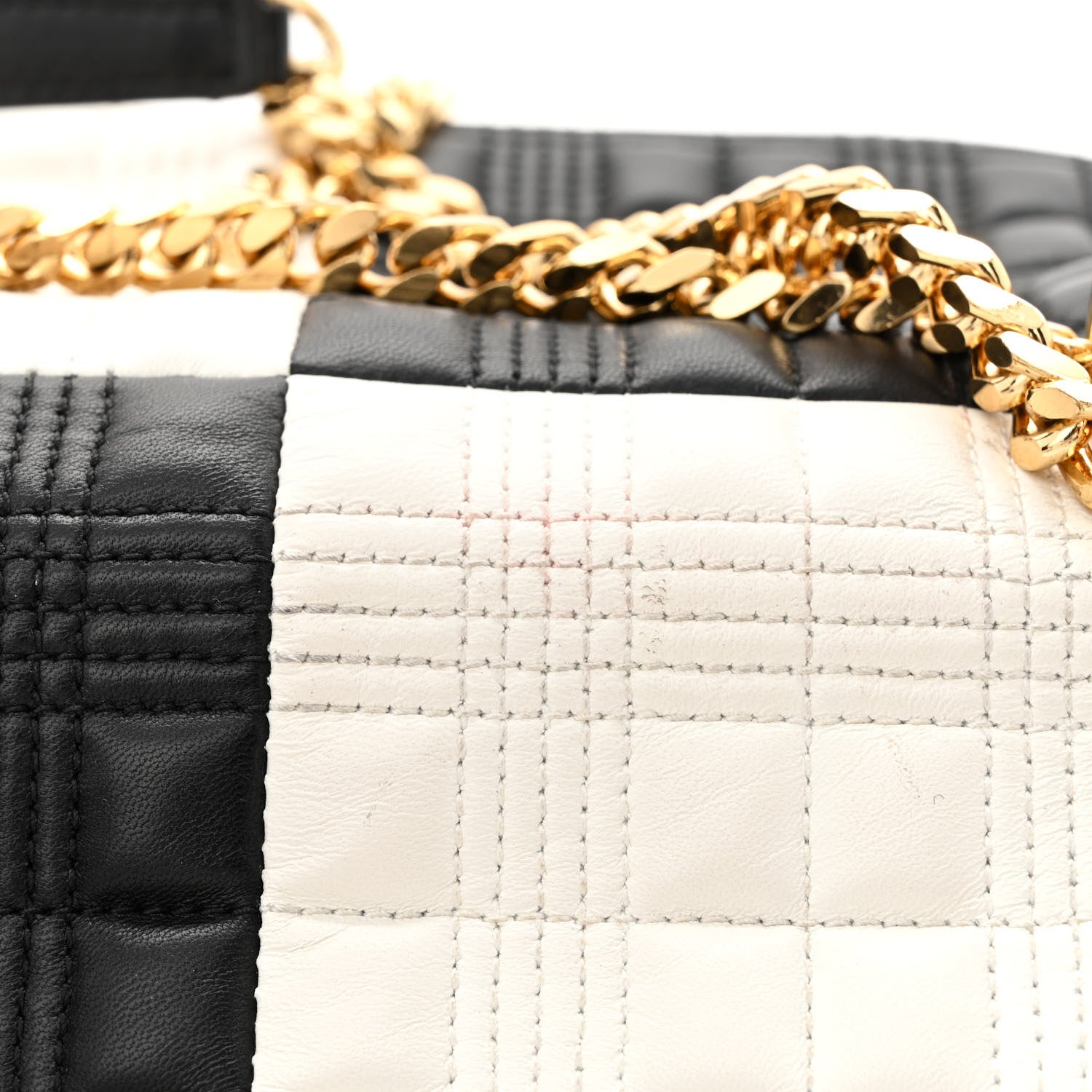 Burberry Lambskin Quilted Small Lola Bag White Black 9 of 14
