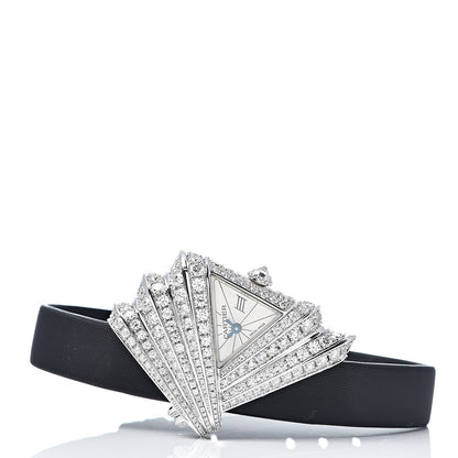 Cartier 18K White Gold Diamond Pave 29mm Libre Froissee Quartz Watch 3 of 8