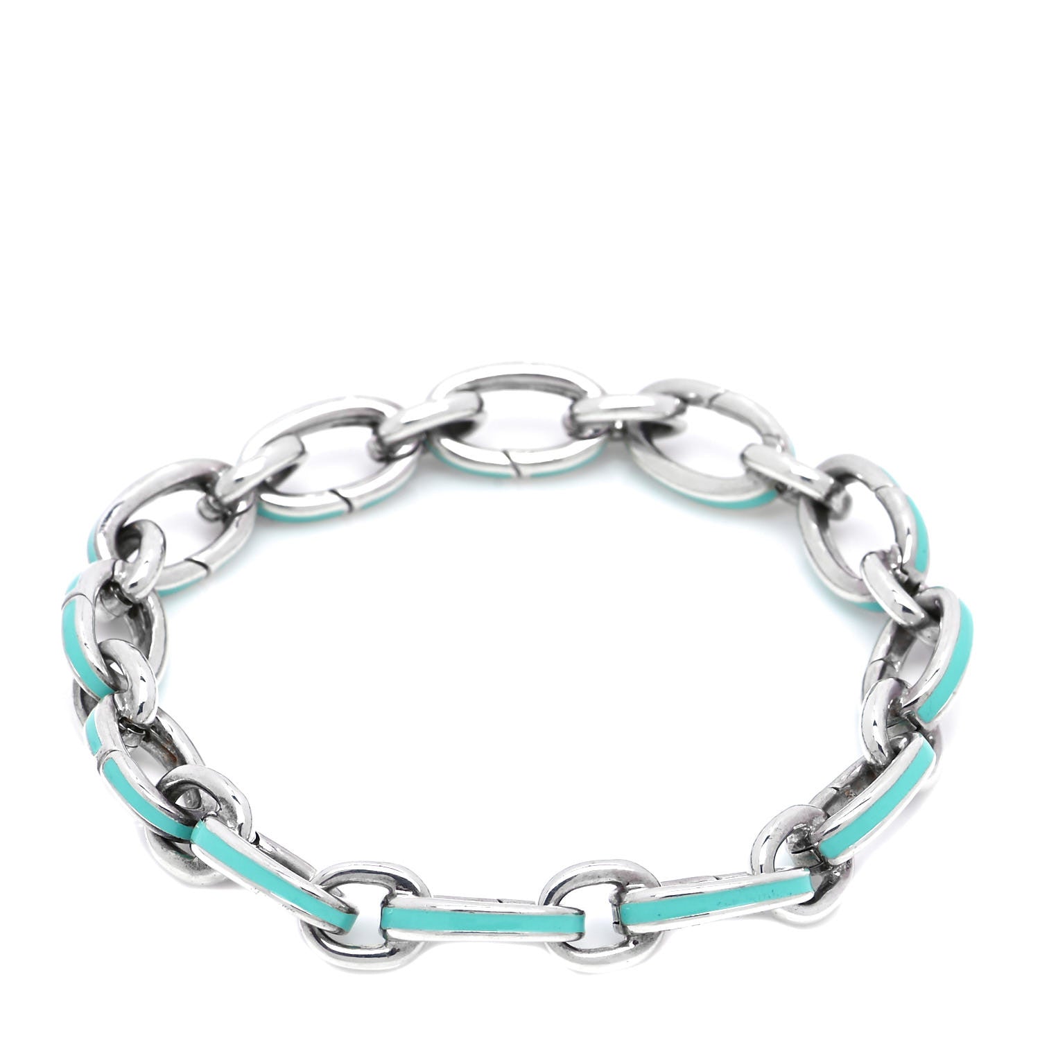 Tiffany Sterling Silver Enamel Clasping Link Bracelet Blue 1 of 5