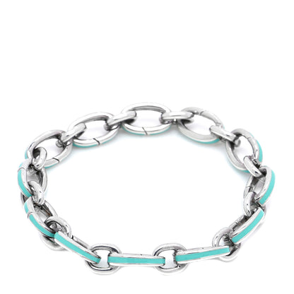 Tiffany Sterling Silver Enamel Clasping Link Bracelet Blue 1 of 5
