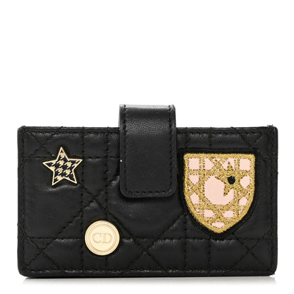 Christian Dior Lambskin Cannage Lucky Badges Lady Dior 5-Gusset Card Holder Black 1 of 8
