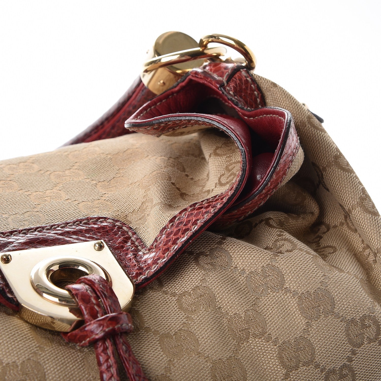 Gucci Monogram Python Large Unicef Indy Top Handle Hobo Red 7 of 11