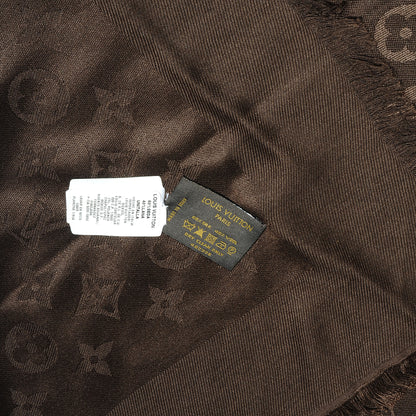 Louis Vuitton Wool Silk Monogram Shawl Brown 4 of 4
