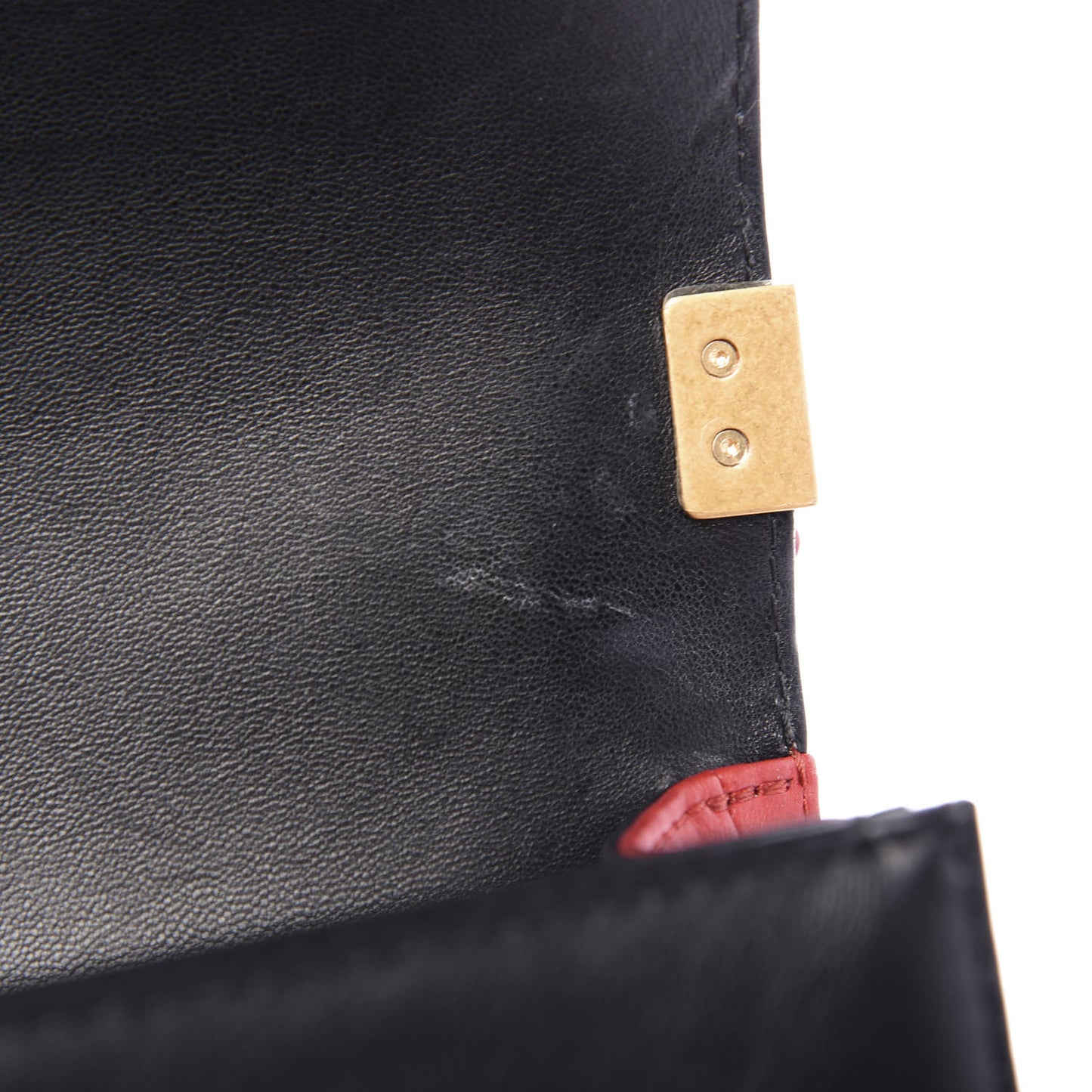 Lambskin Quilted Medium Boy Flap Red Black