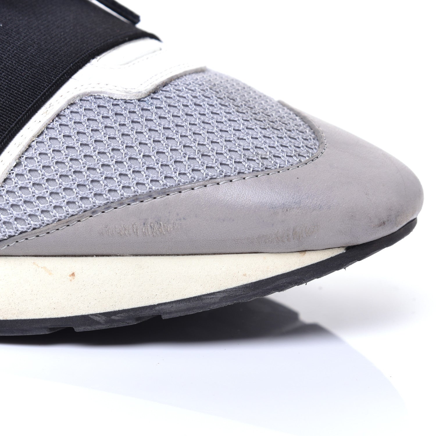 Balenciaga Mesh Calfskin Neoprene Suede Womens Race Runner Sneakers 40 Gris Blue White 10 of 15