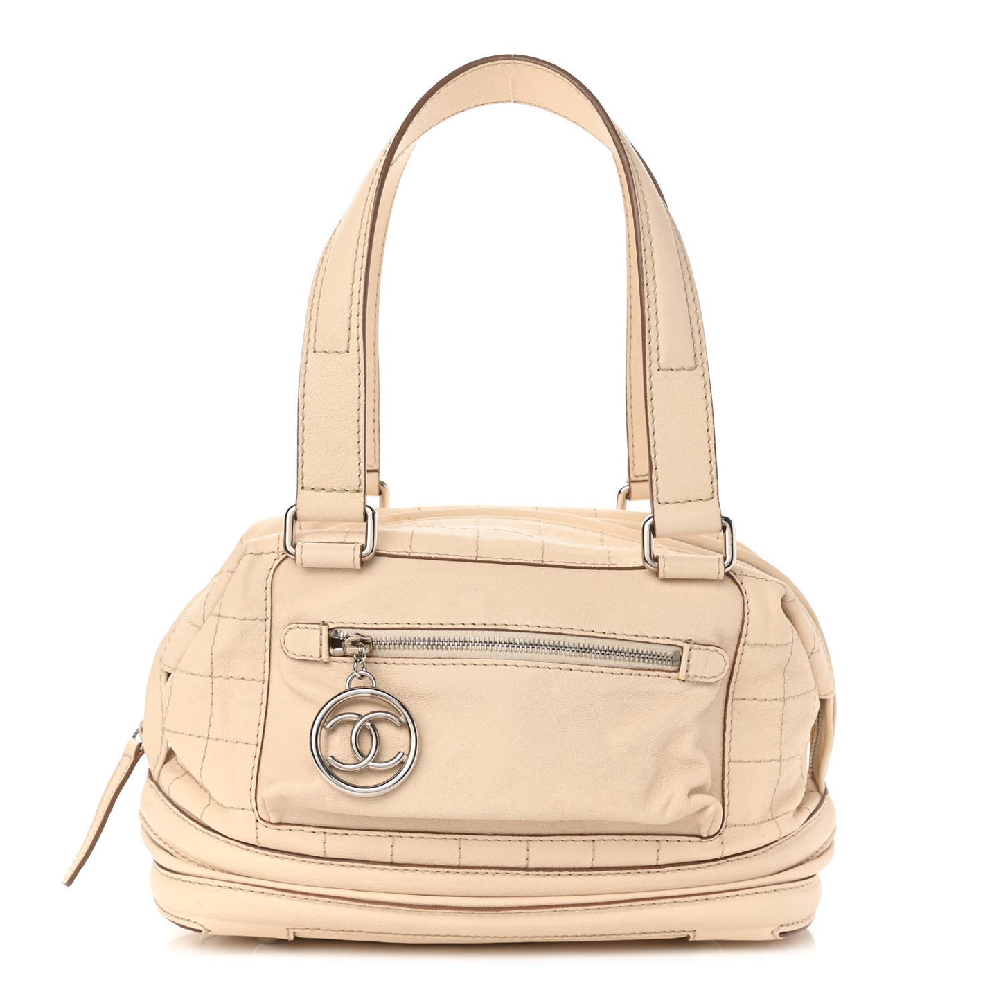 Goatskin Square Stitch Essential Bowler White