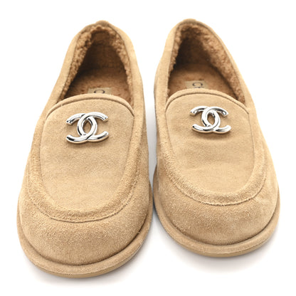 Chanel Suede Calfskin CC Loafers 39 Dark Beige 3 of 10
