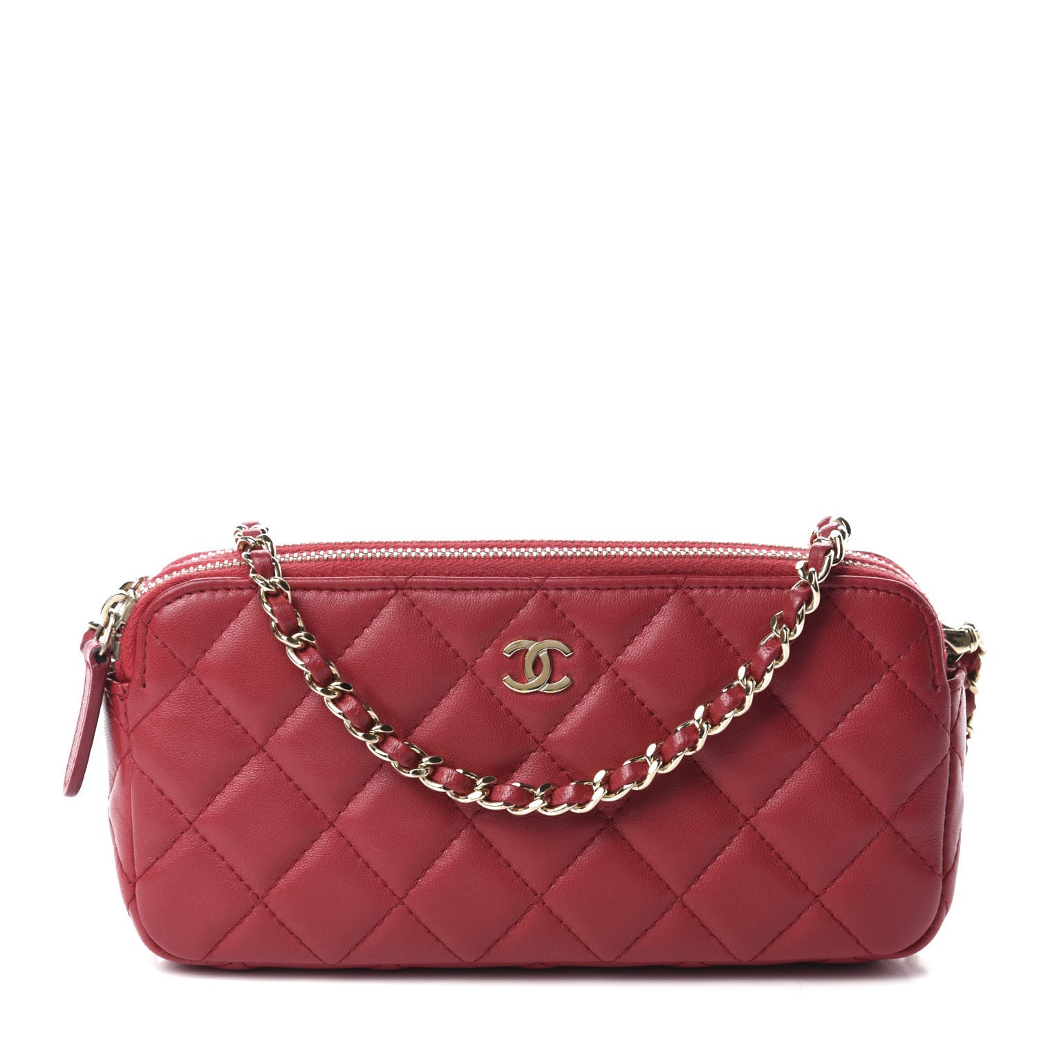 Chanel Lambskin Quilted Small Clutch With Chain Dark Pink 1 of 12