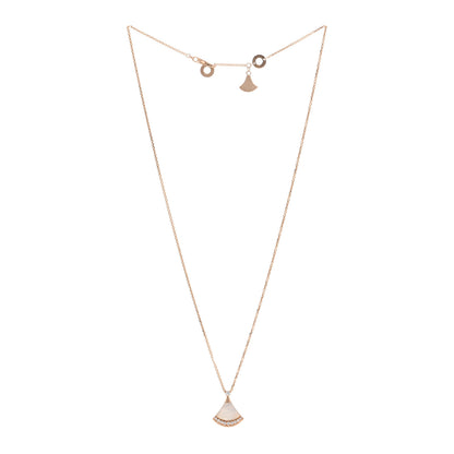 Bulgari 18K Rose Gold Diamond Mother of Pearl Divas' Dream Pave Pendant Necklace 3 of 5
