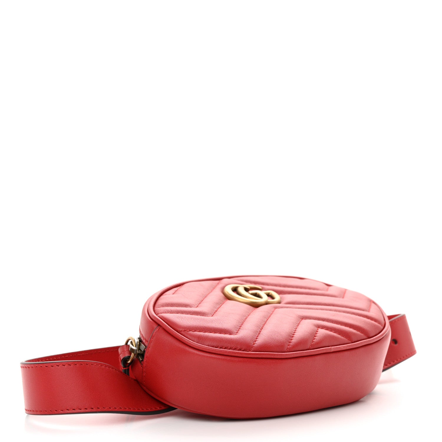 Gucci Calfskin Matelasse GG Marmont Belt Bag 75 30 Hibiscus Red 4 of 10