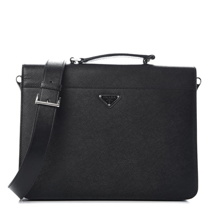 Prada Saffiano Travel Briefcase Black 1 of 9