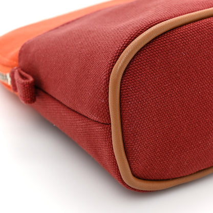 Hermes Cotton Canvas Mini Bolide Travel Cosmetic Pouch Feu Tomette 10 of 12