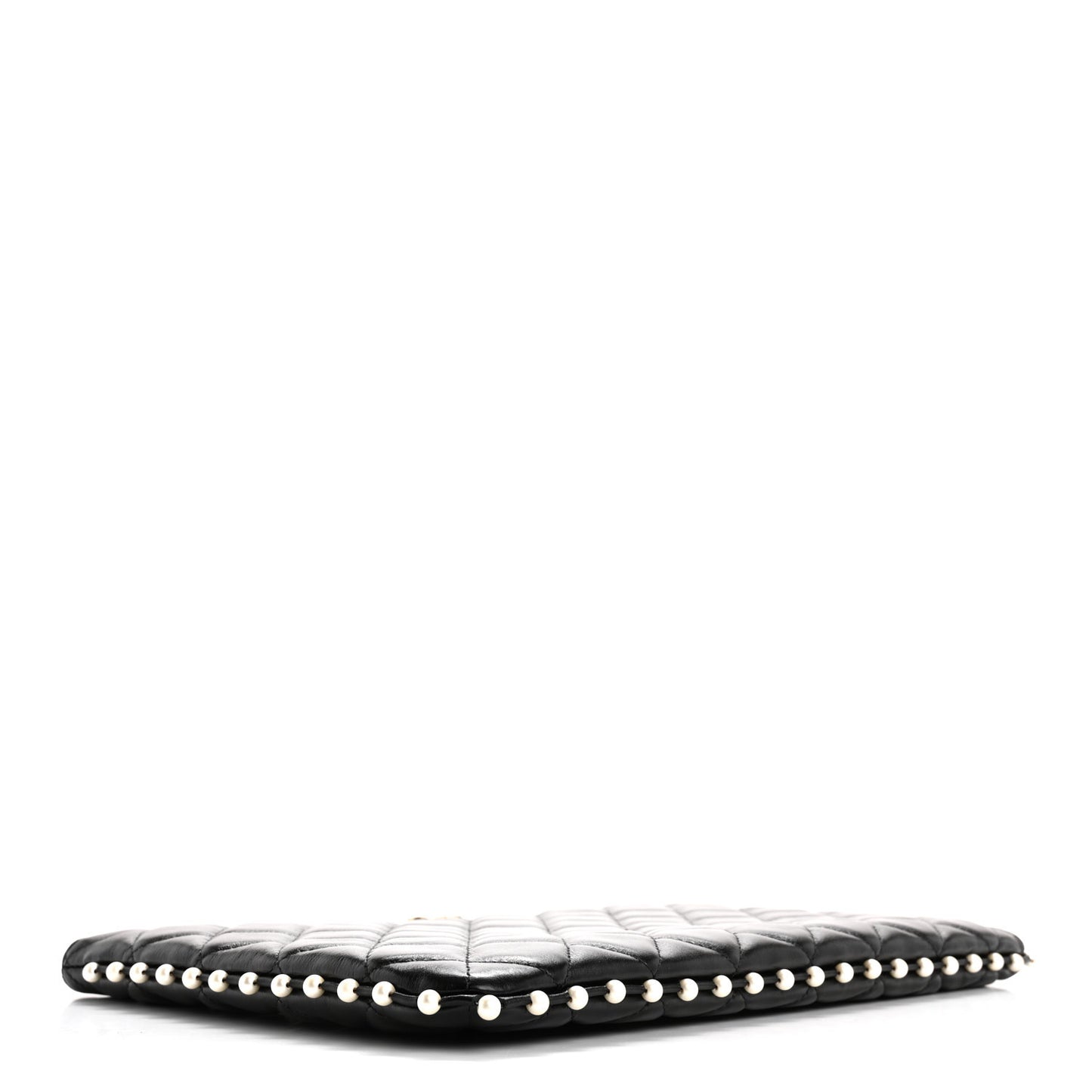 Calfskin Quilted Pearl Medium Cosmetic Case Black