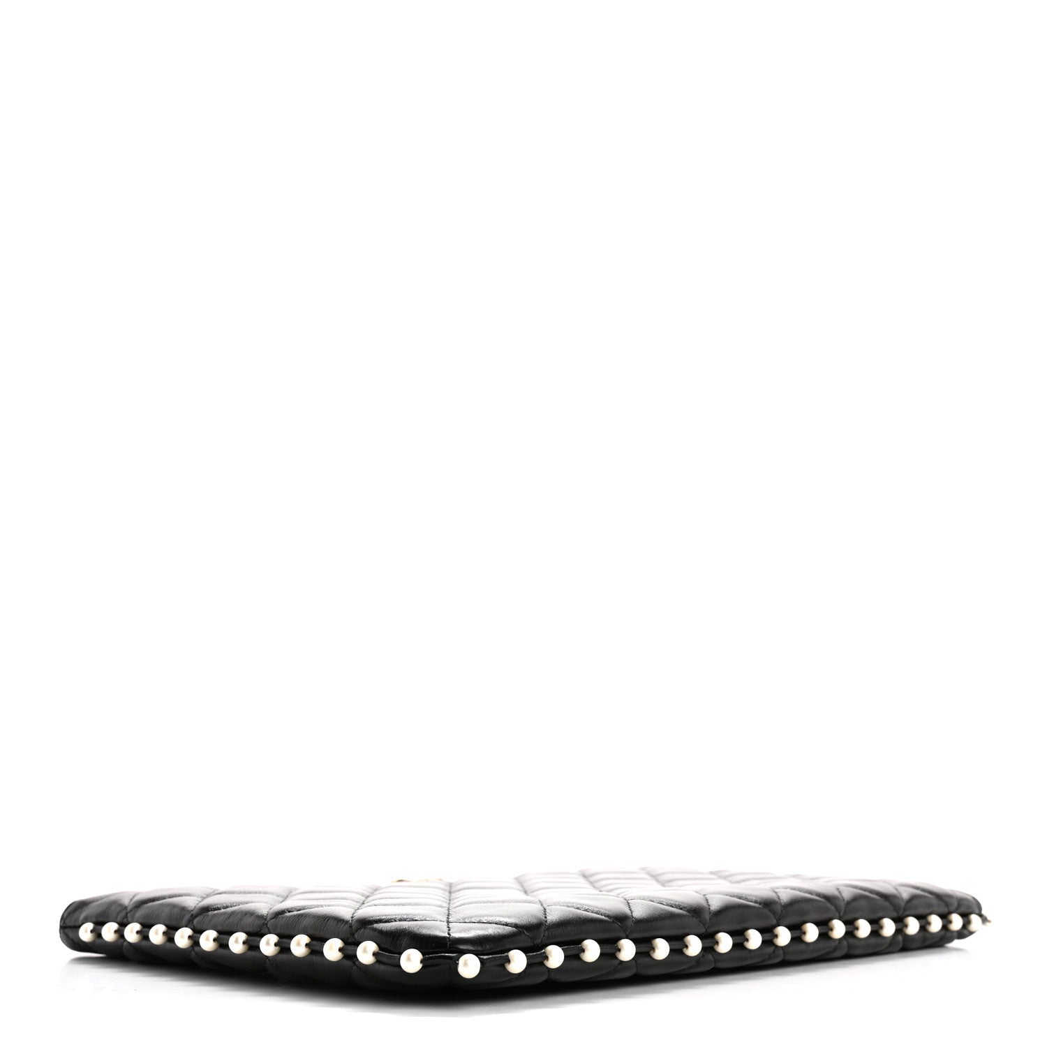 Chanel Calfskin Quilted Pearl Medium Cosmetic Case Black 4 of 7