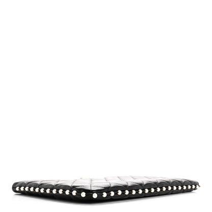 Chanel Calfskin Quilted Pearl Medium Cosmetic Case Black 4 of 7