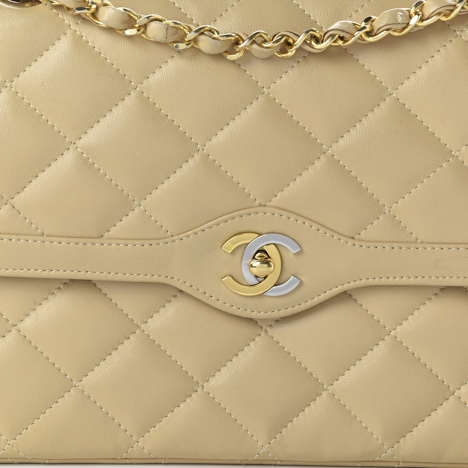 Chanel Lambskin Quilted Medium Double Flap Beige 10 of 12