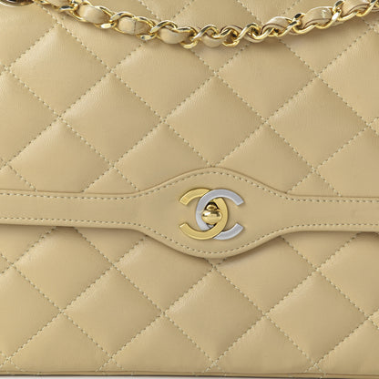 Chanel Lambskin Quilted Medium Double Flap Beige 10 of 12