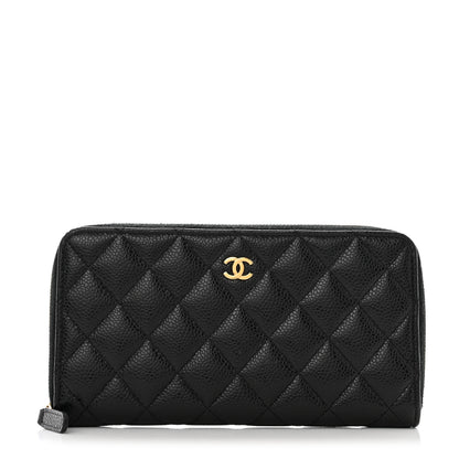 Chanel Caviar Quilted Large Gusset Zip Around Wallet Black 1 of 9