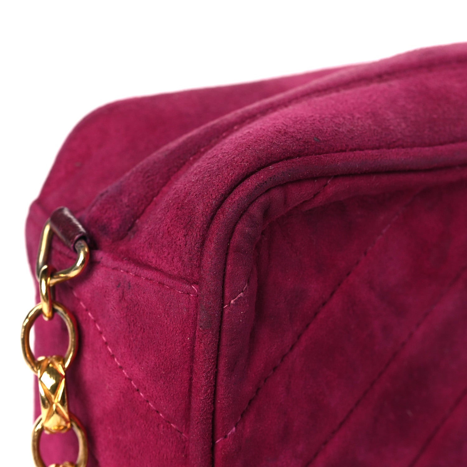 Chanel Suede Chevron CC Tassel Camera Bag Dark Pink 11 of 12
