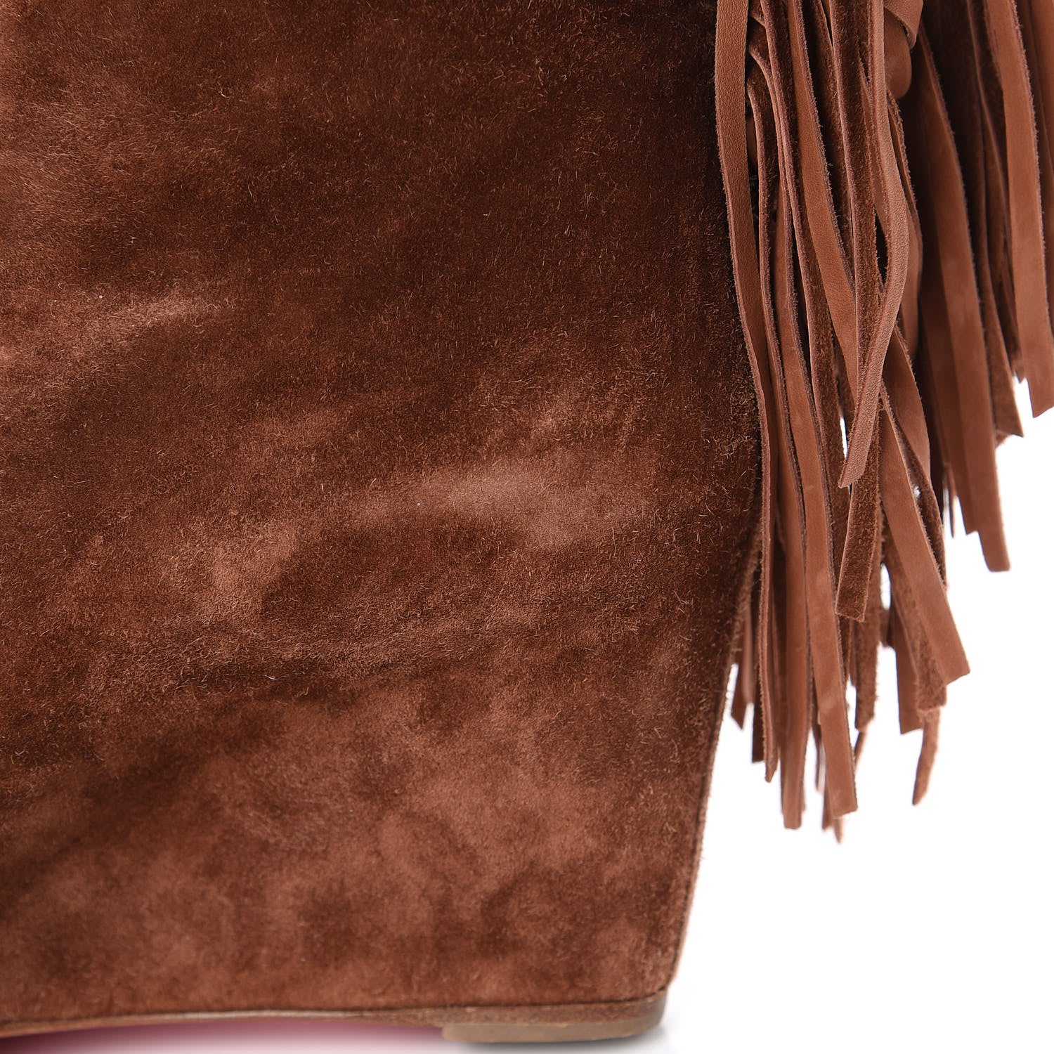 Christian Louboutin Suede Calfskin Pouliche Fringe 70 Boots 37.5 Havane 8 of 10