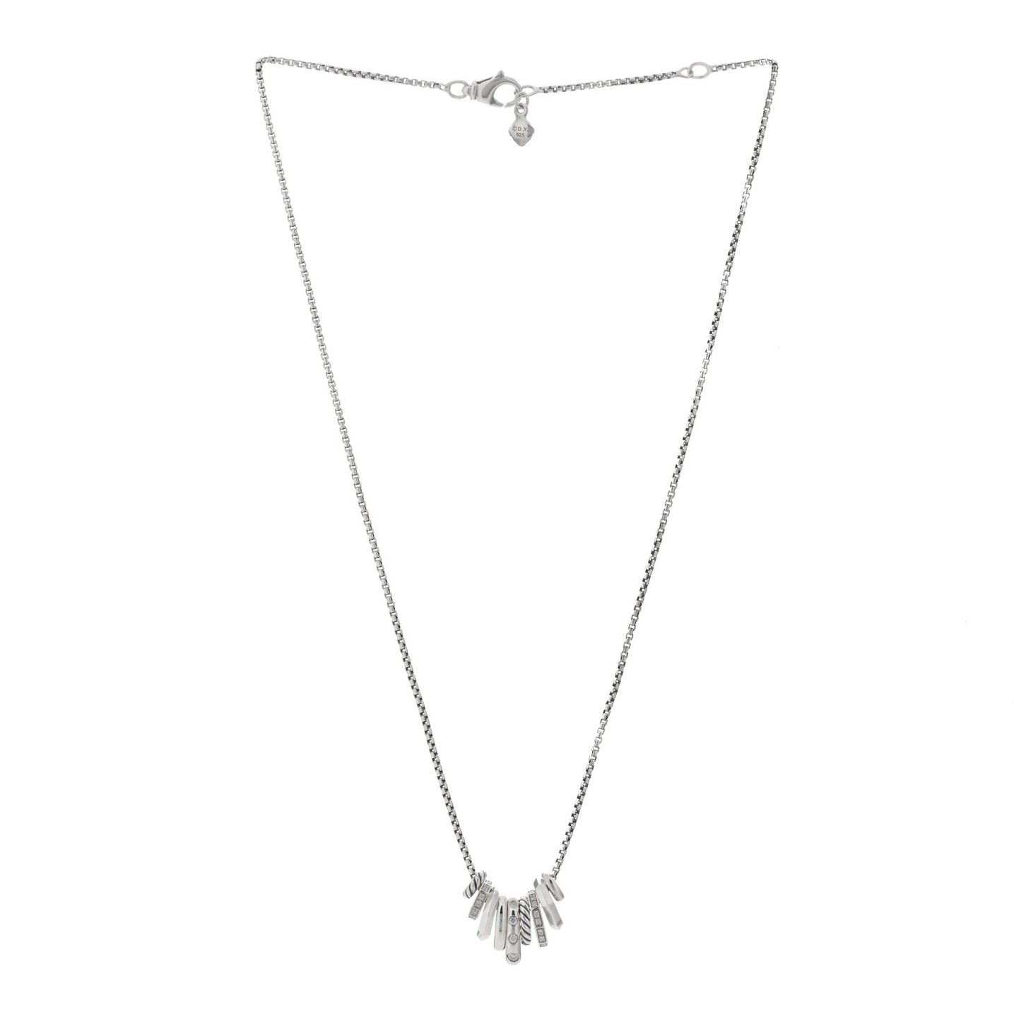 Sterling Silver Diamond Stax Rondelle Pendant Necklace