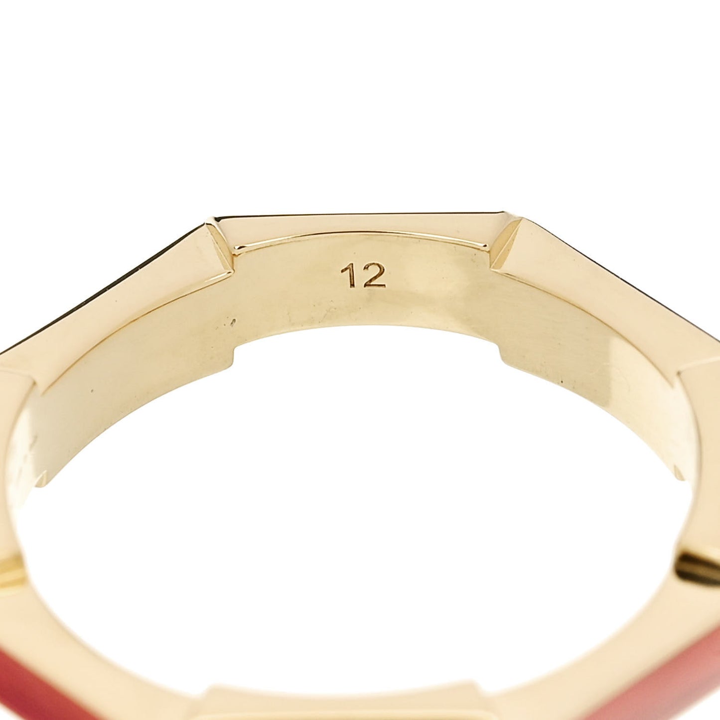 18K Yellow Gold Enamel Diamond Link To Love Ring 52 6 Red