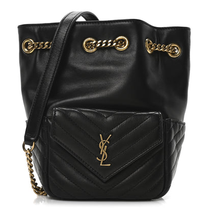 Saint Laurent Lambskin Matelasse Monogram Joe Nano Bucket Bag Black 1 of 10