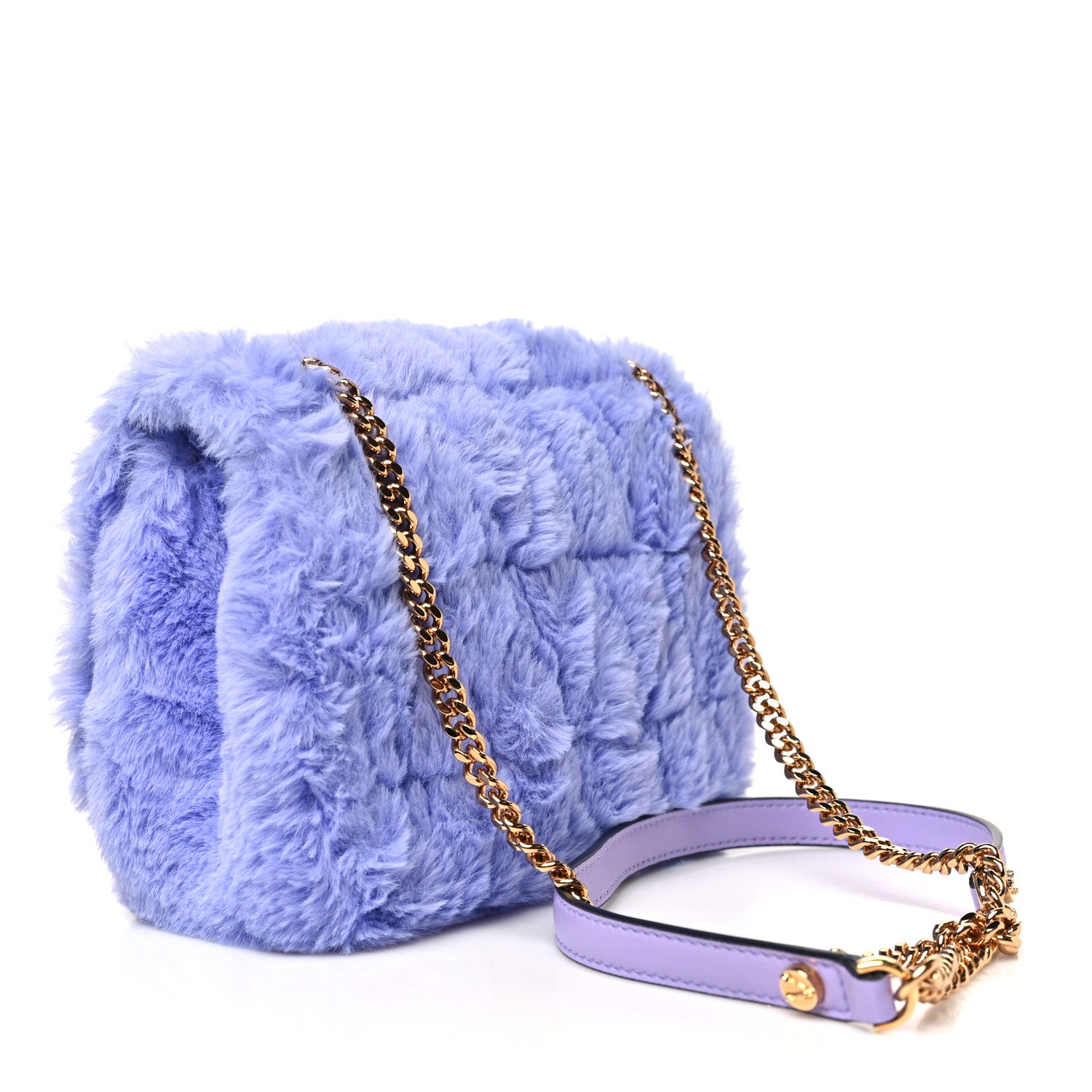 Versace Faux Fur Quilted Virtus Shoulder Bag Orchid 3 of 9