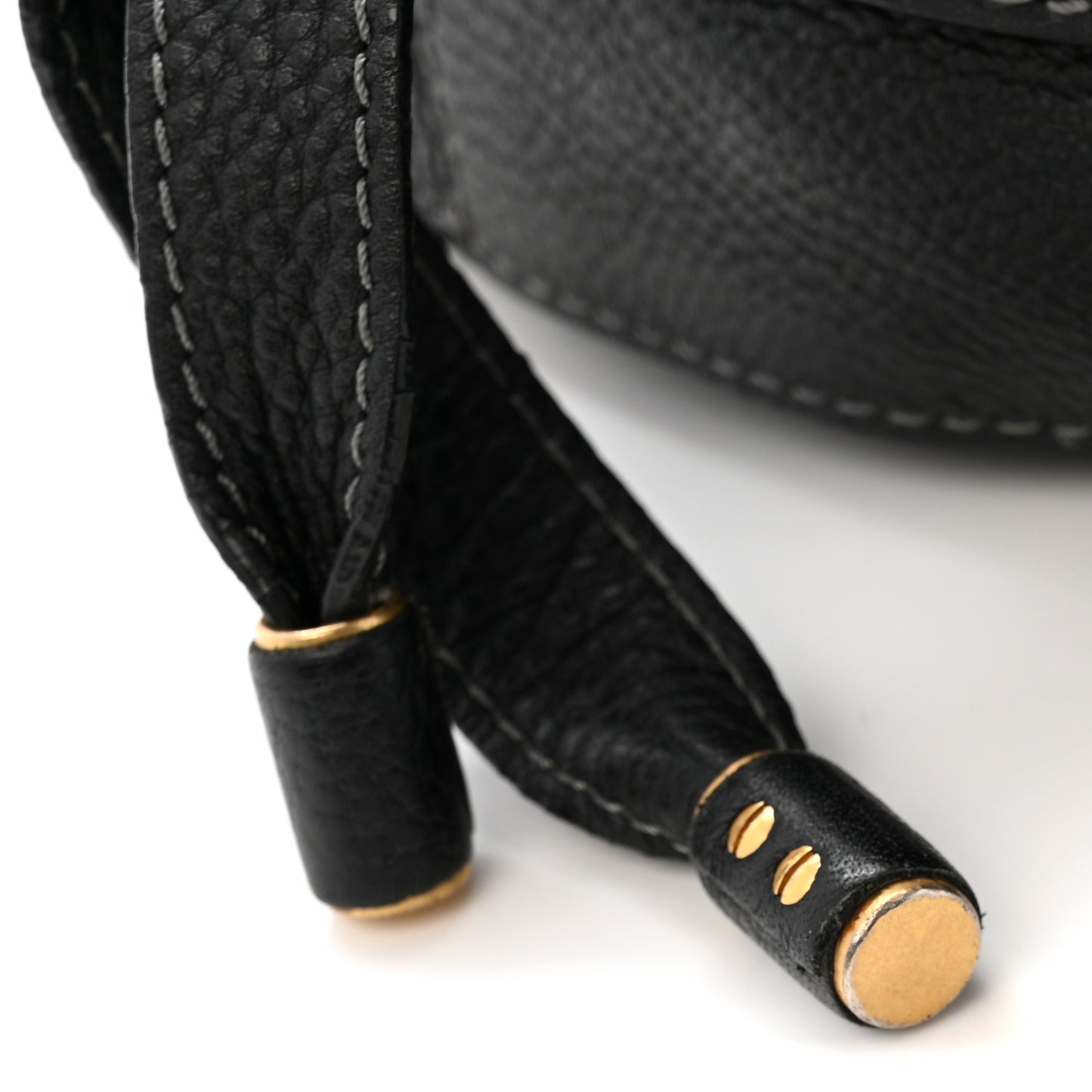Grained Calfskin Medium Marcie Saddle Bag Black