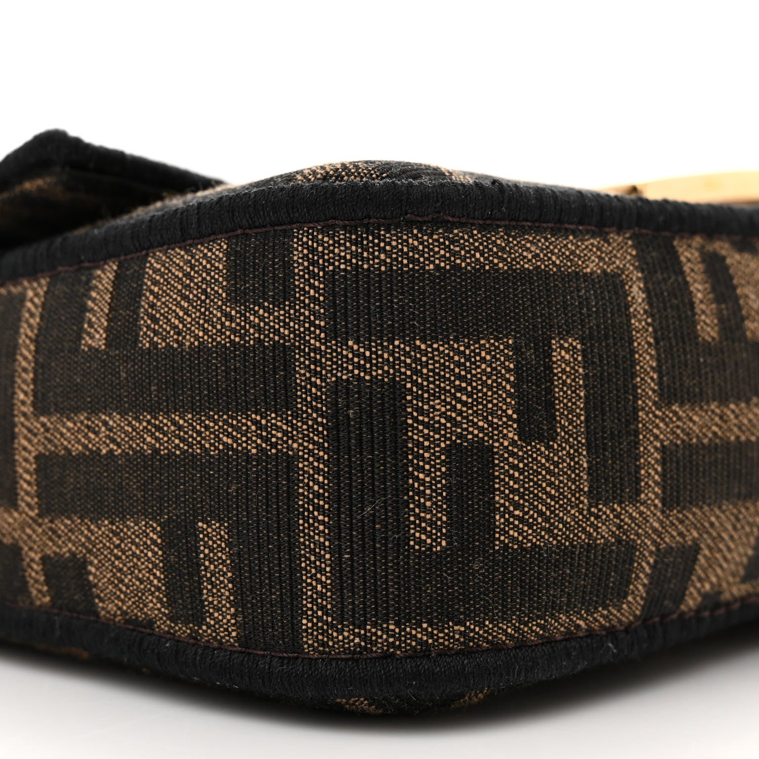 Fendi Fabric Jacquard FF 1974 Mini Baguette Tobacco Moro Black 9 of 10
