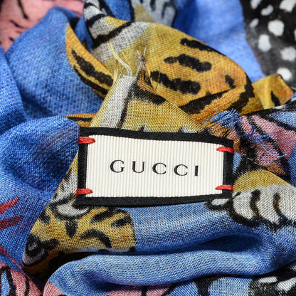 Gucci Modal Silk Bengal Square Scarf Blue 4 of 4