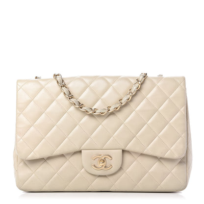 Chanel Lambskin Quilted Jumbo Single Flap Ivory 1 of 12