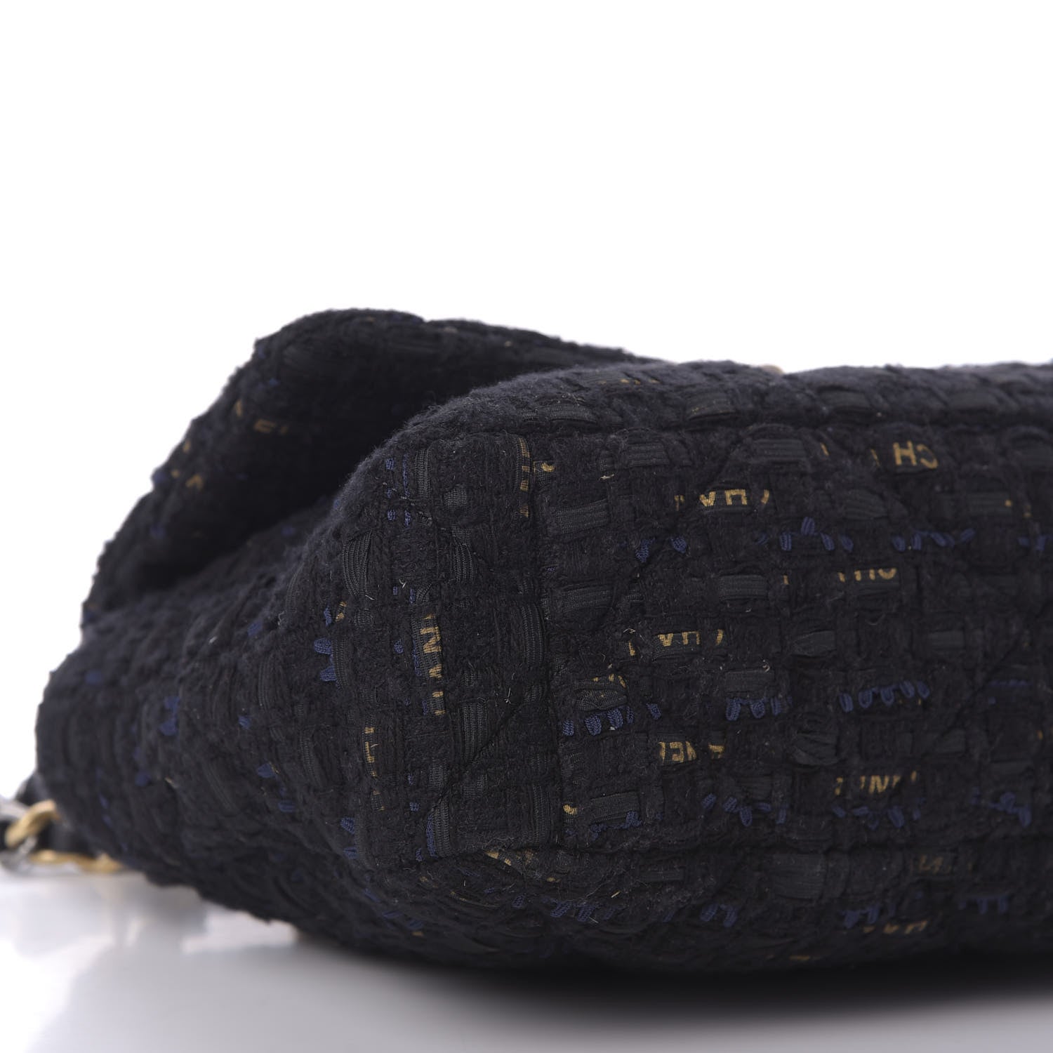 Chanel Tweed Quilted Large Chanel 19 Flap Black Navy Gold 6 of 9