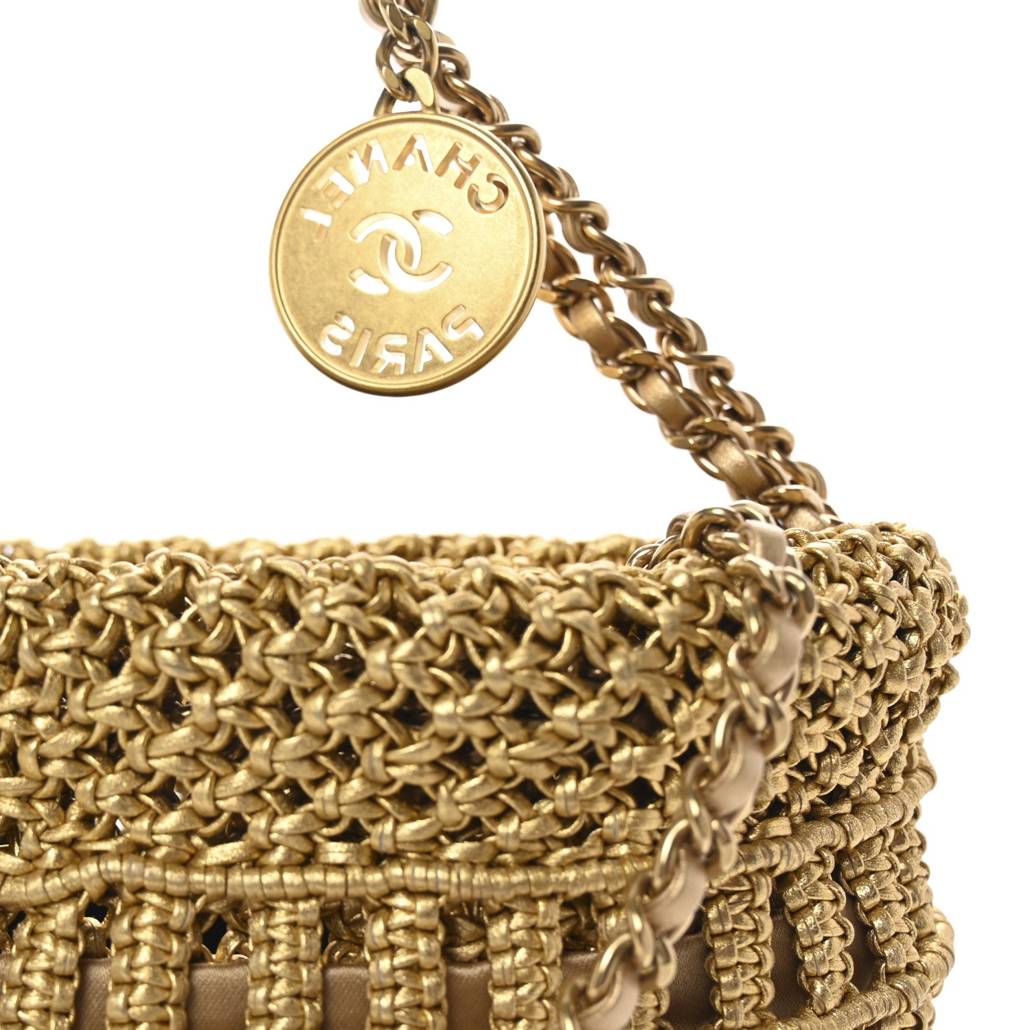 Chanel Metallic Calfskin Macrame Mini Chanel 22 Gold 8 of 11