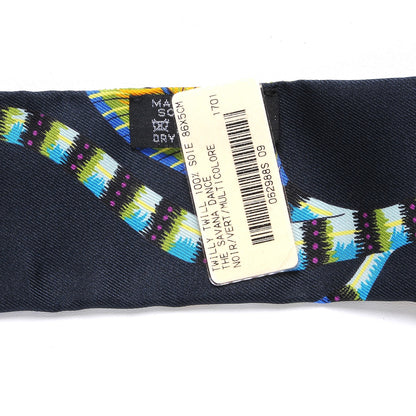 Hermes Silk The Savana Dance Twilly Black Vert Multicolor 5 of 5