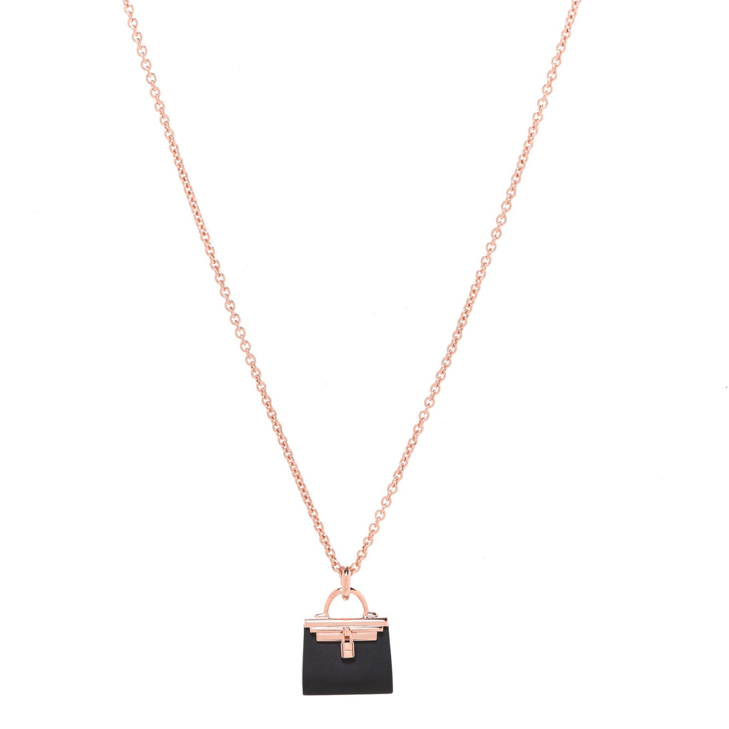18K Rose Gold Black Jade Kelly Amulettes Pendant Necklace