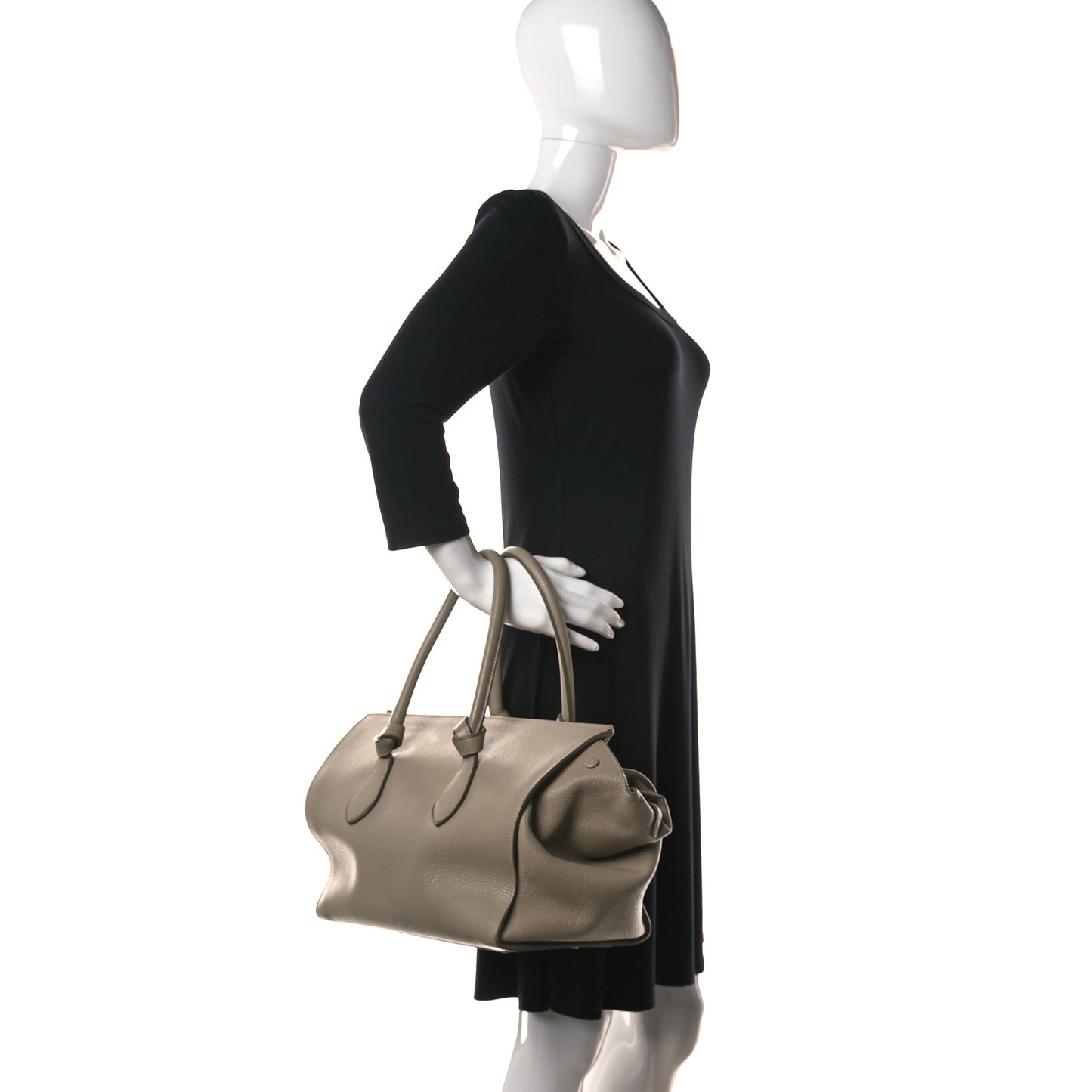 Crisped Calfskin Medium Tie Knot Tote Taupe