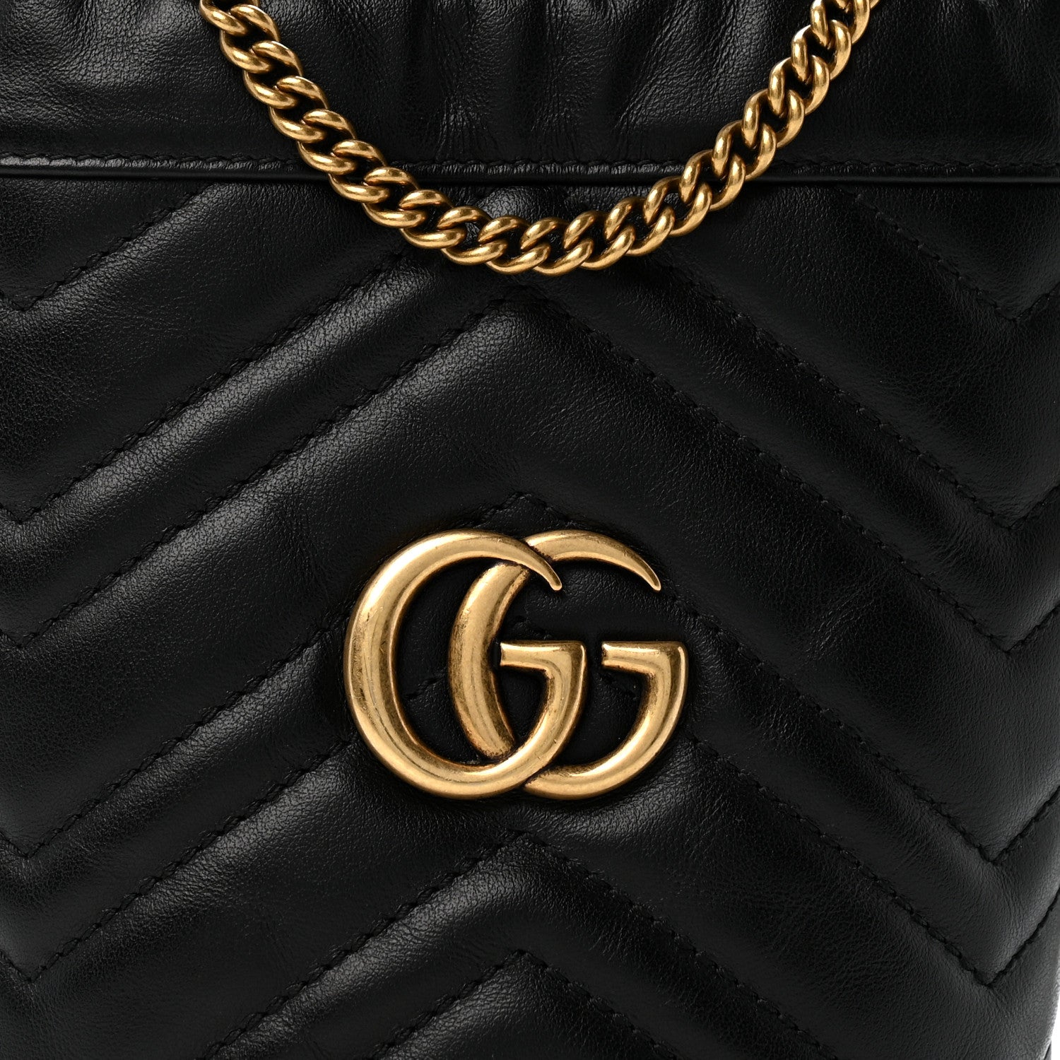 Gucci Calfskin Matelasse Mini GG Marmont 2.0 Bucket Bag Black 8 of 11