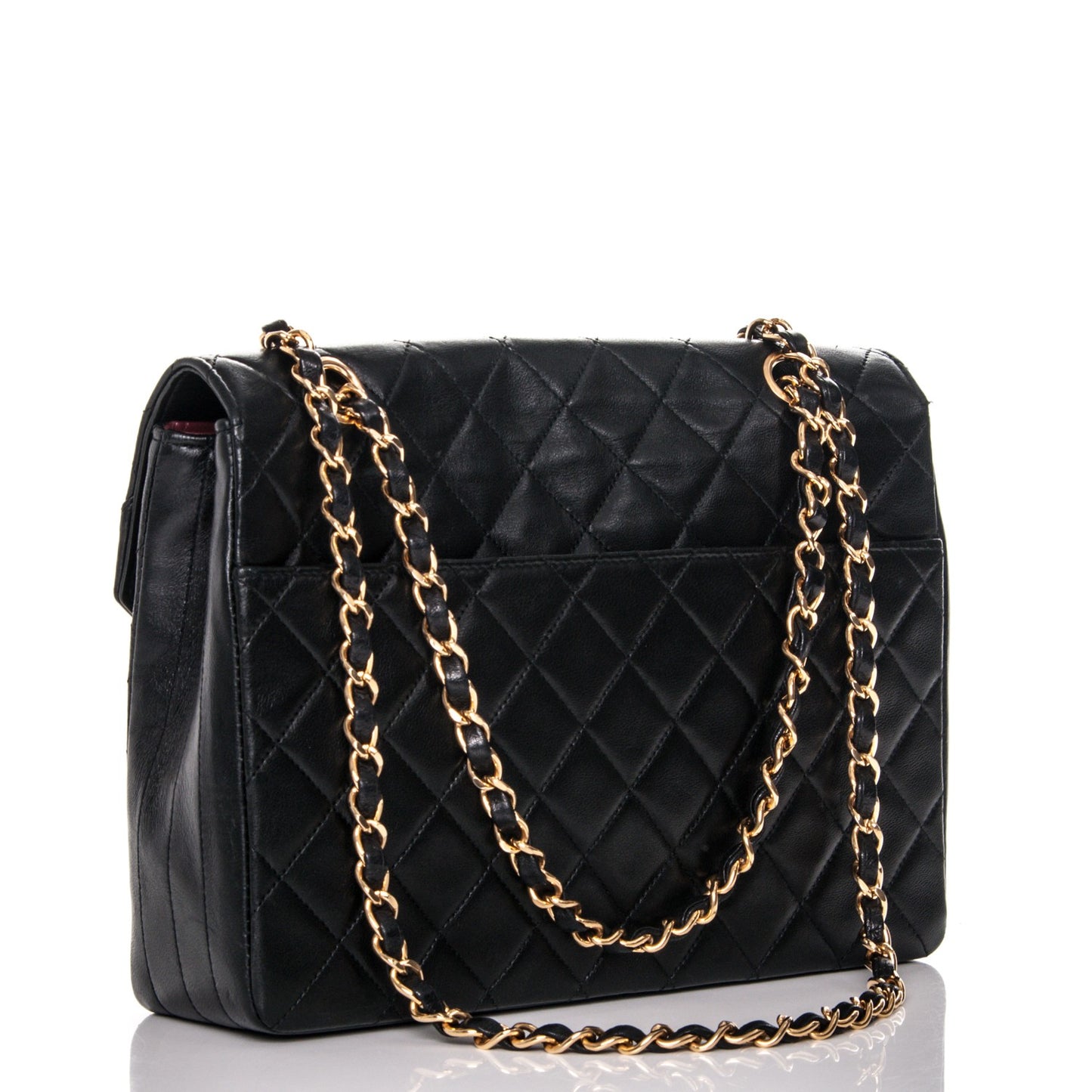 Lambskin Quilted Medium Single Flap Black