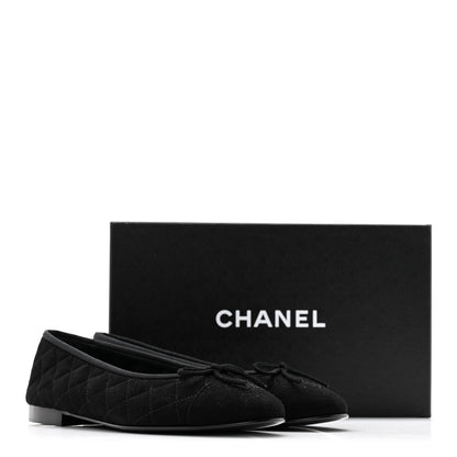Chanel Suede Quilted Cap Toe CC Ballerina Flats 39.5 Black 11 of 11