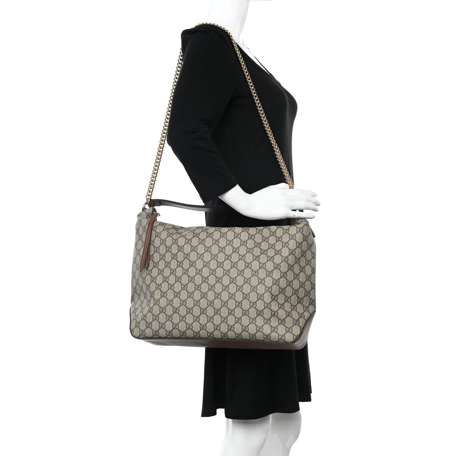 Gucci GG Supreme Monogram Large Linea A Hobo Light Brown 2 of 10