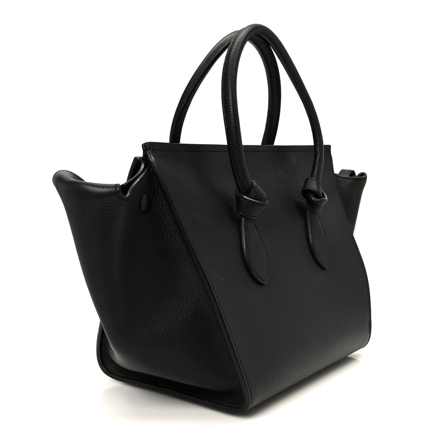 Crisped Calfskin Mini Tie Knot Tote Black