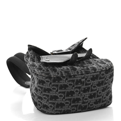 Christian Dior Oblique Jacquard Mini Saddle Backpack Black Blue 4 of 13