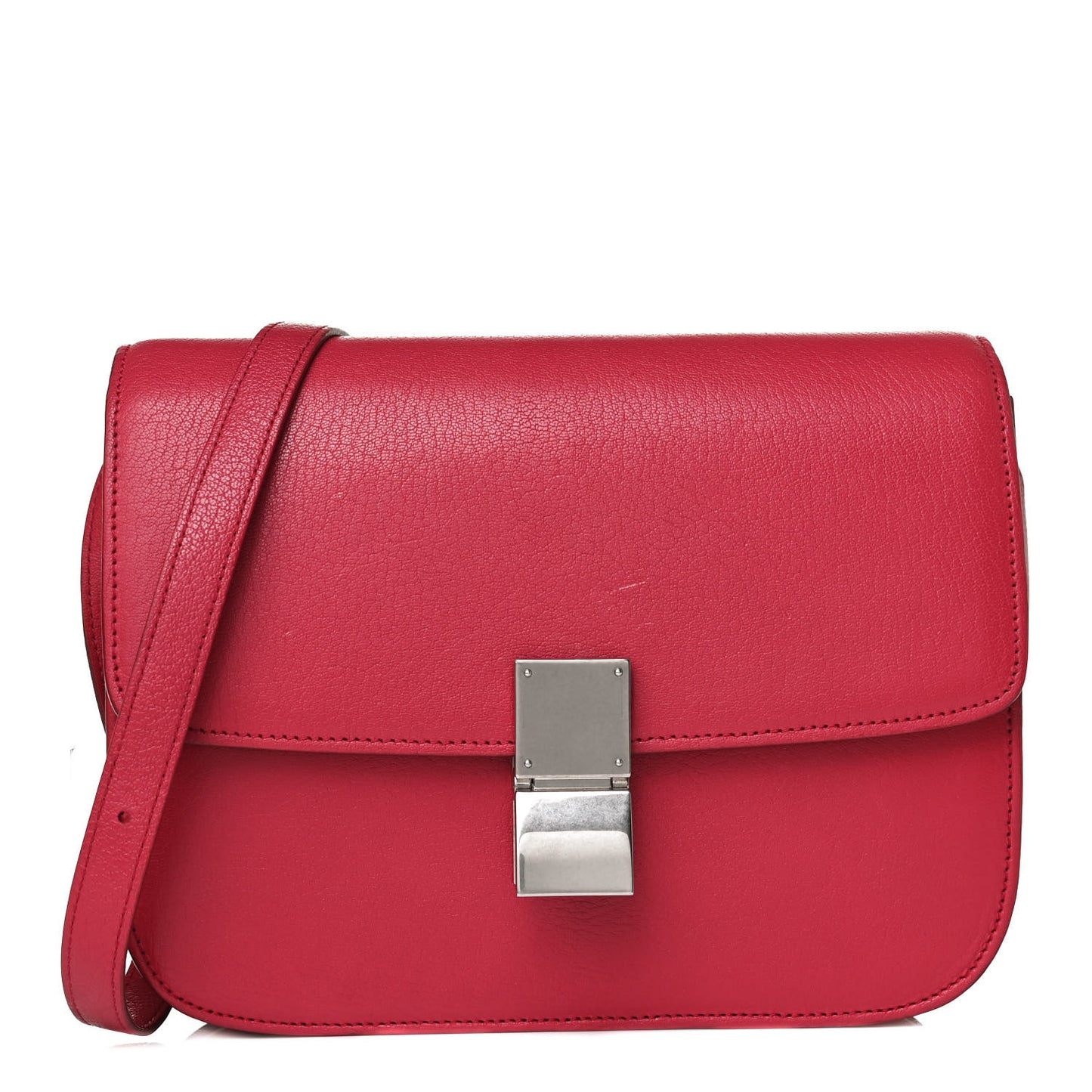 Goatskin Medium Classic Box Flap Bag Dark Pink