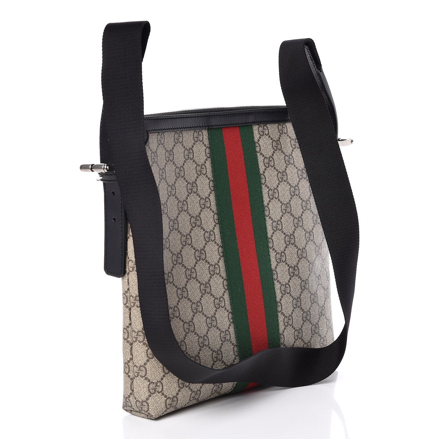 GG Supreme Monogram Web Messenger Bag Black