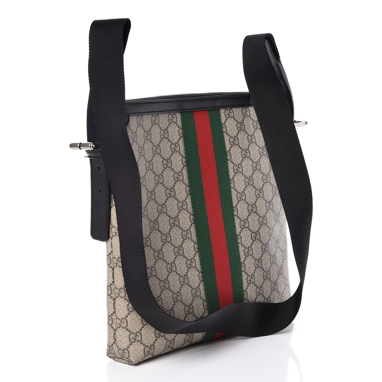 Gucci GG Supreme Monogram Web Messenger Bag Black 3 of 10