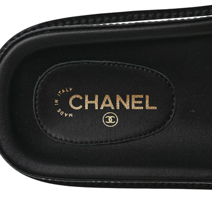 Chanel Lambskin Cha-Nel Mule Sandals 37.5 Black Multicolor 7 of 10